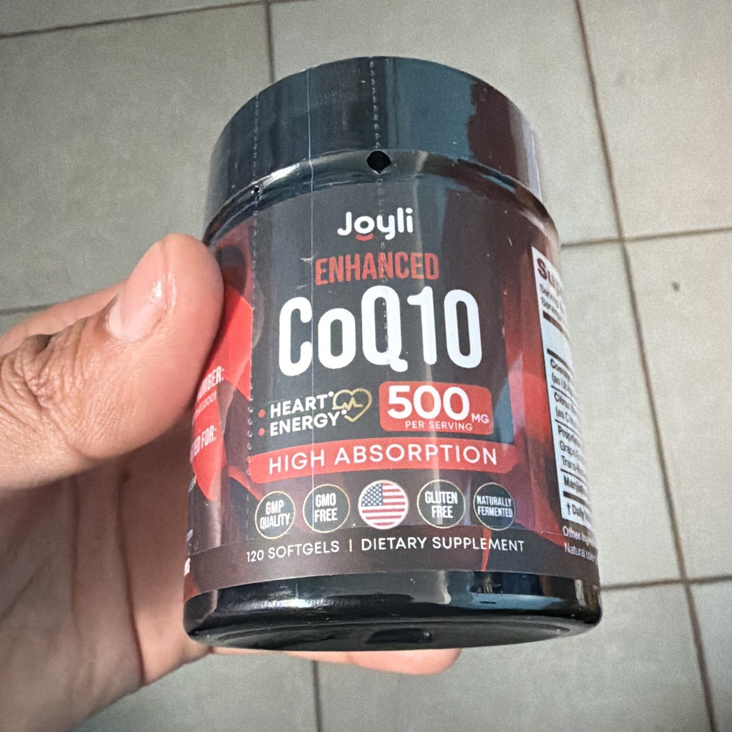 Joyli Enhanced CoQ10 500mg High Absorption Softgels GMO/Gluten Free 120