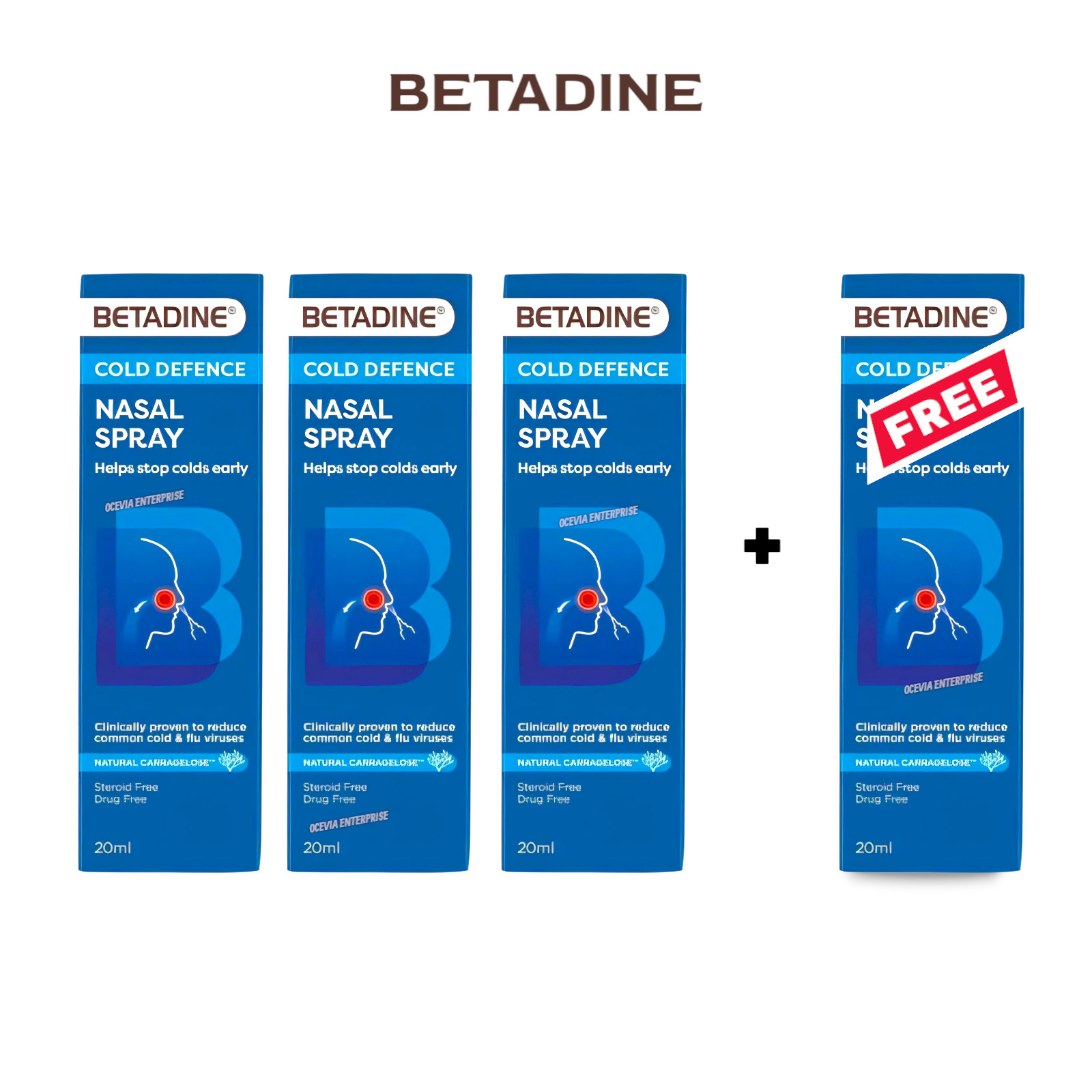 BUY 3 FREE 1 Betadine Adult Cold Defence Nasal Spray 20ml Adult Nasal Care