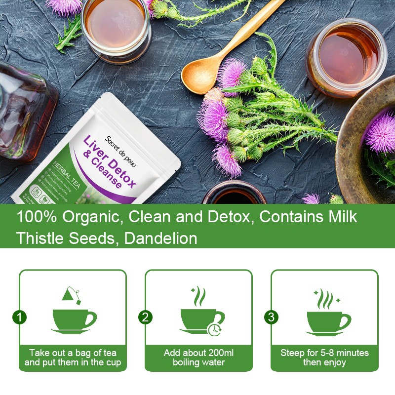 Organic 30 Days Liver Detox Tea Bags Milk Thistle Lung Liver Health Boost Immune