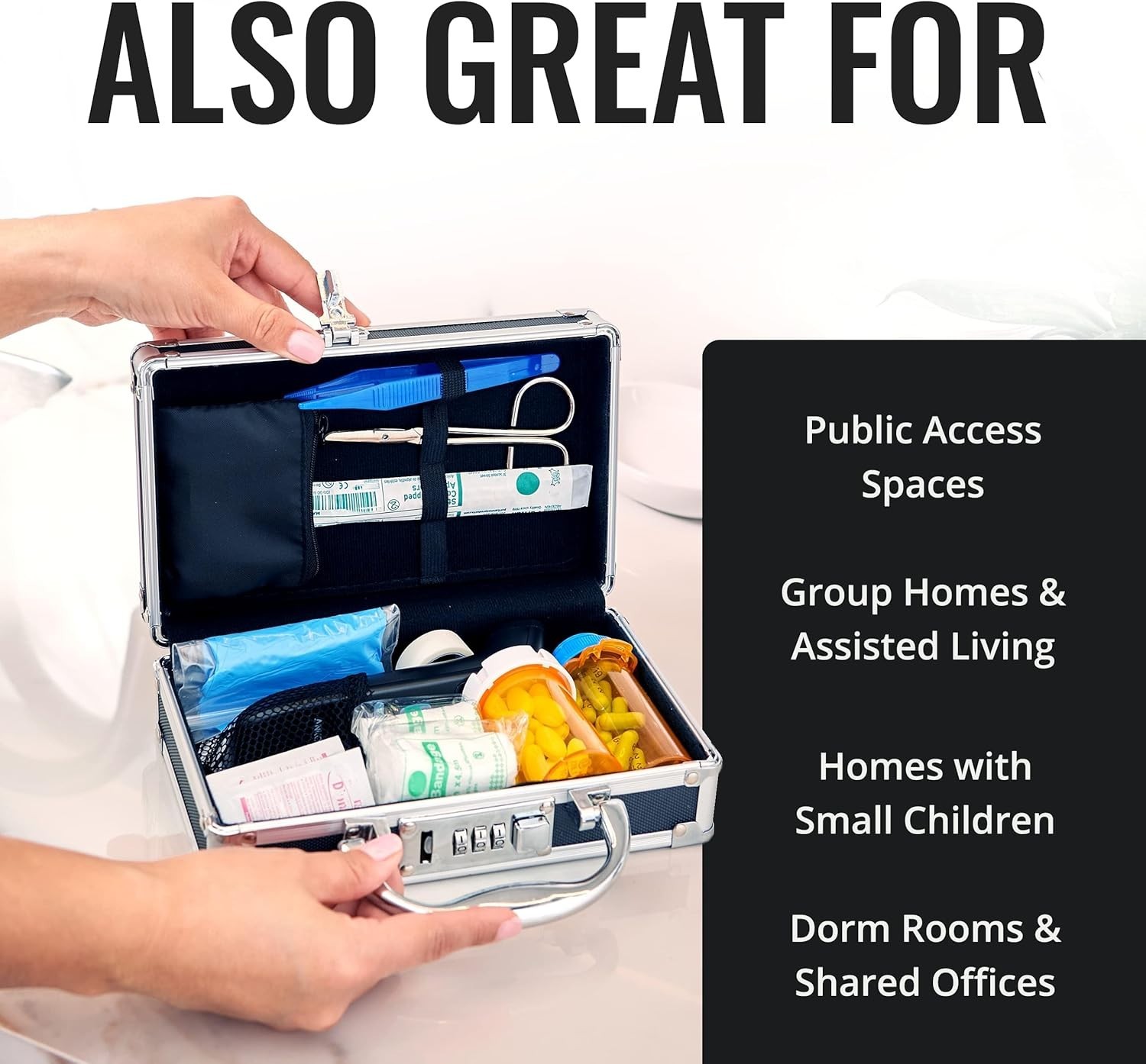 Secure Medicine Safe Case with Combination Lock – Portable and Stylish, Black