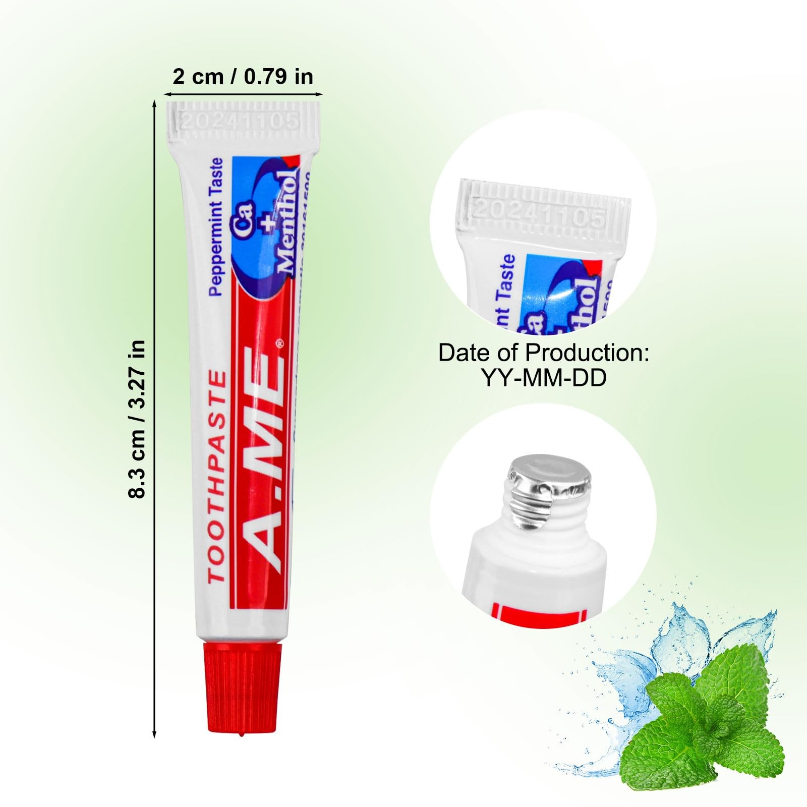Travel Size Toothpaste Bulk, Disposable Small 0.35 Fl Oz (Pack of 100)