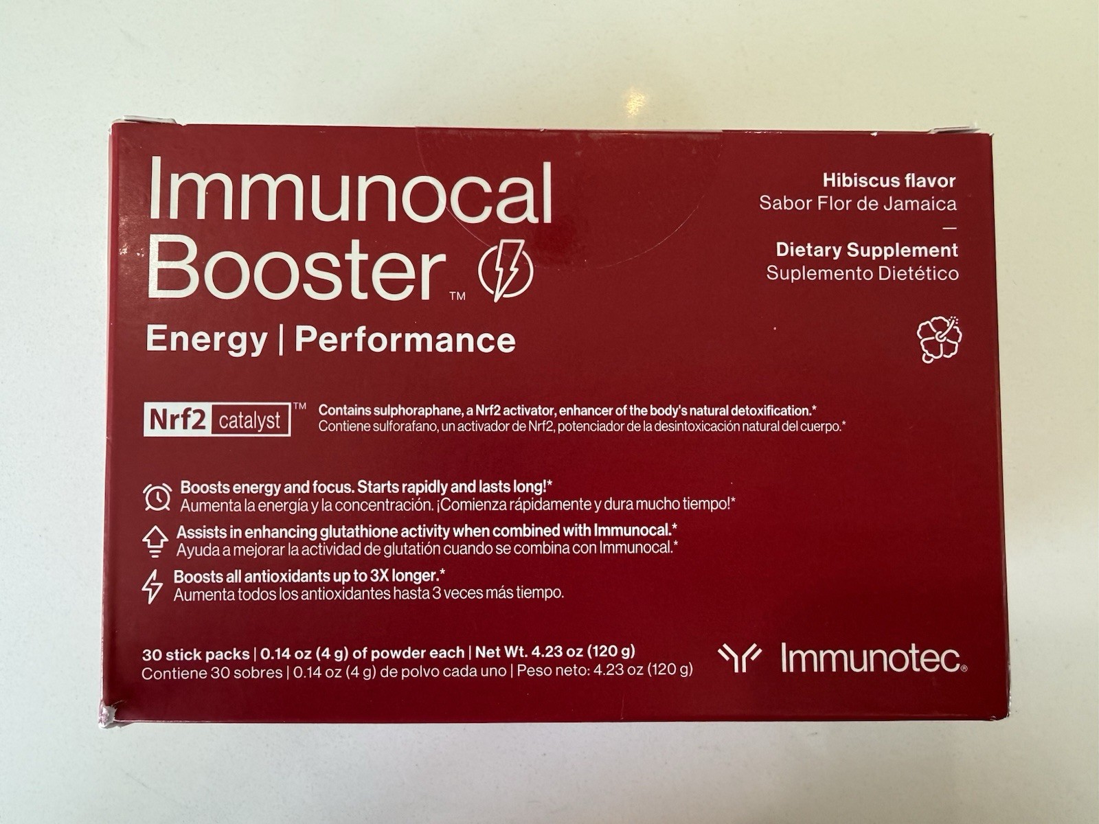 Immunocal Booster Energy 30 Stick Packs HIBISCUS Exp 10/2027 – New/Sealed!