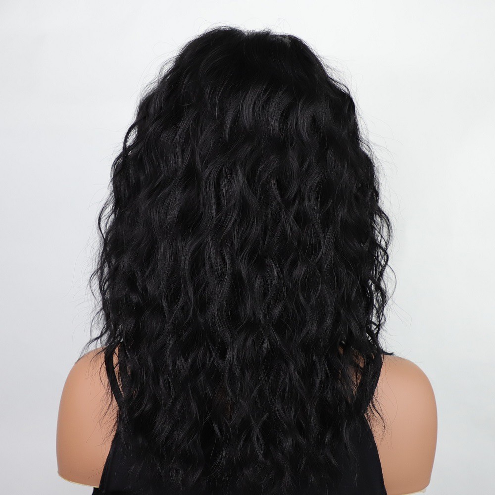 European Style Long Water Wave Wig for Women Heat Resistant Synthetic Fiber