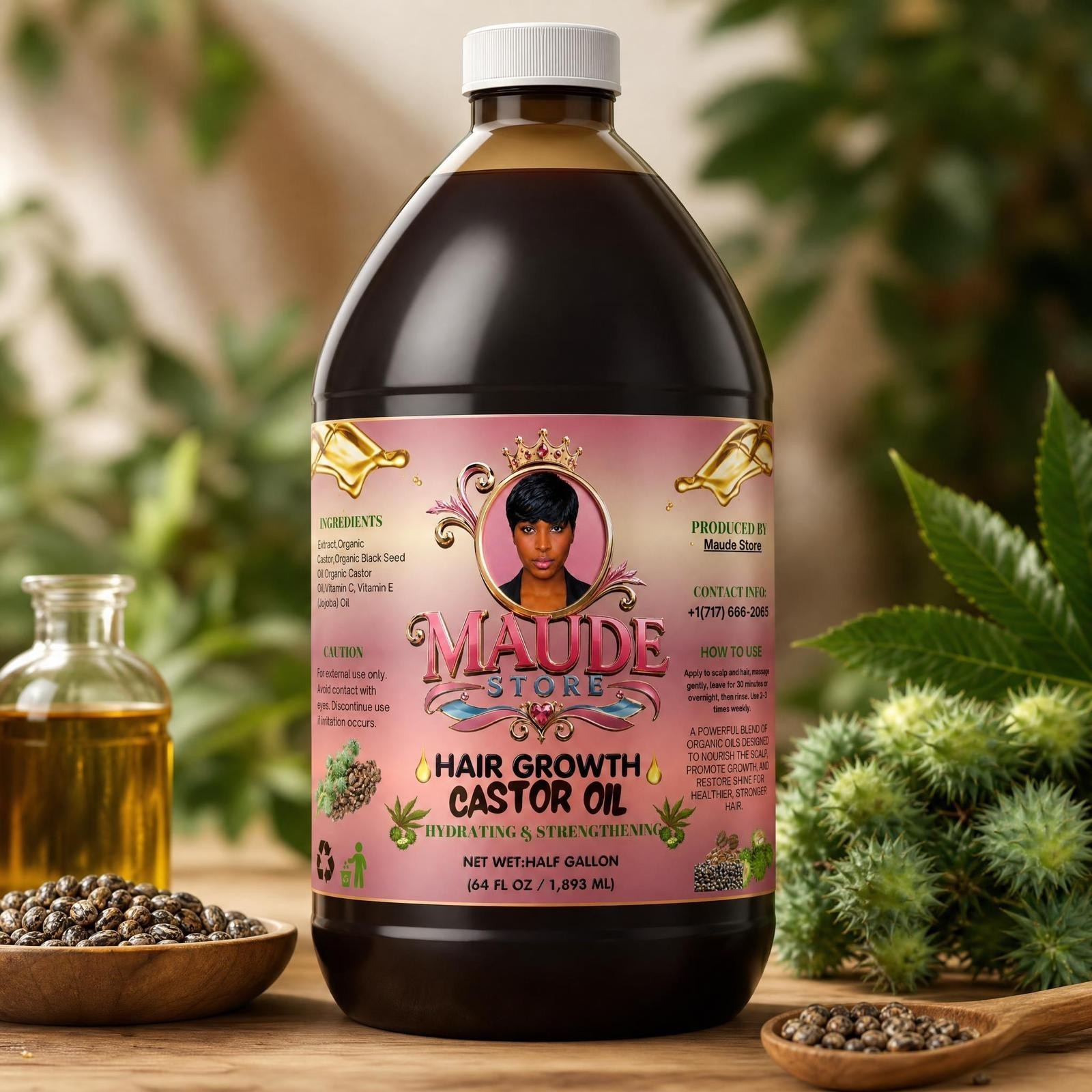 MAUDE STORE Hair Growth Castor Oil Hydrating Strengthening Jumbo 64 fl oz