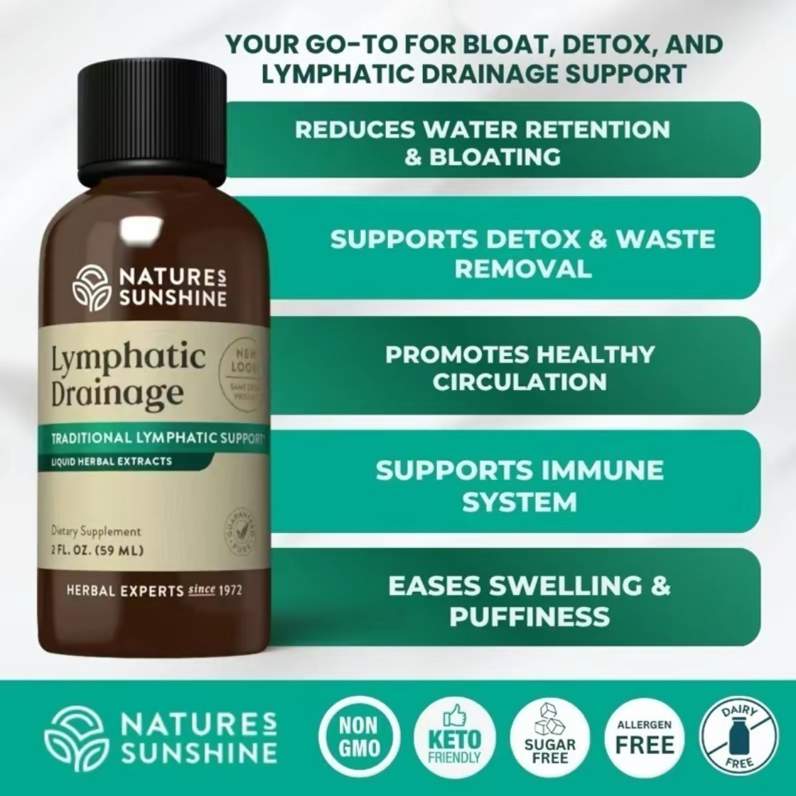 Nature’s Sunshine Lymphatic Drainage 2 fl.oz-Detox Bloat Relief & Immune Suppor