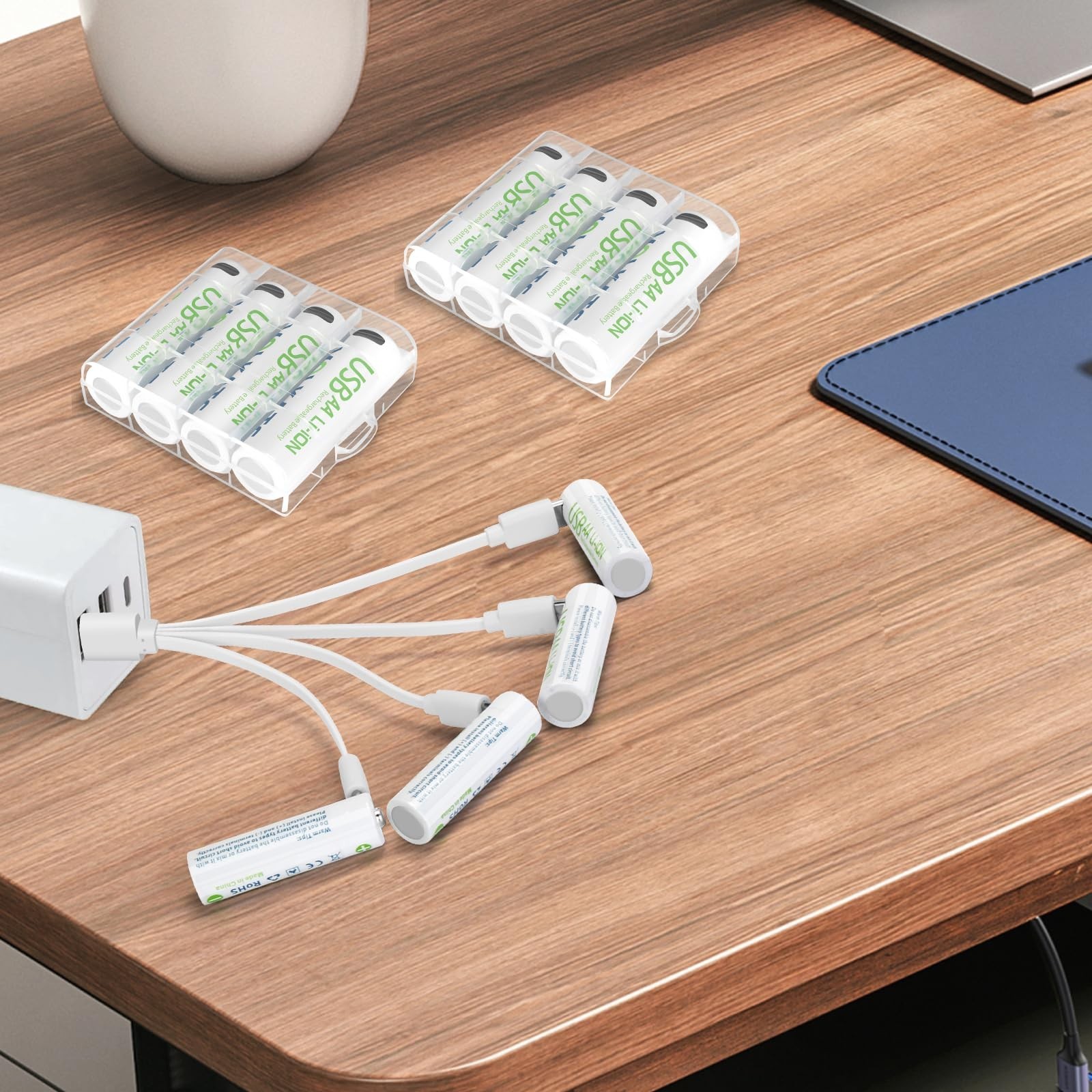 4000mWh Lithium Batteries AA 12 Pack, 1.5V USB Rechargeable AA Batteries, Hig…