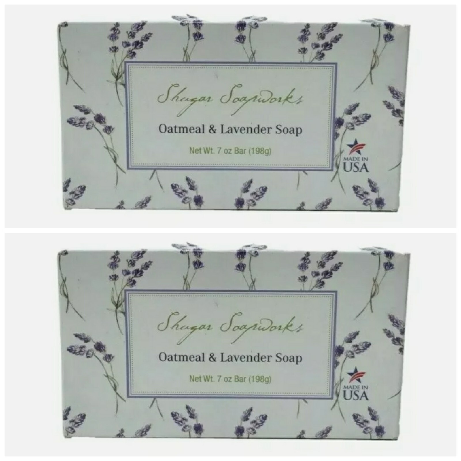 2 Shugar Soapworks Oatmeal & Lavender Jumbo Bar Vegan Hand Bath Natural Soap Set