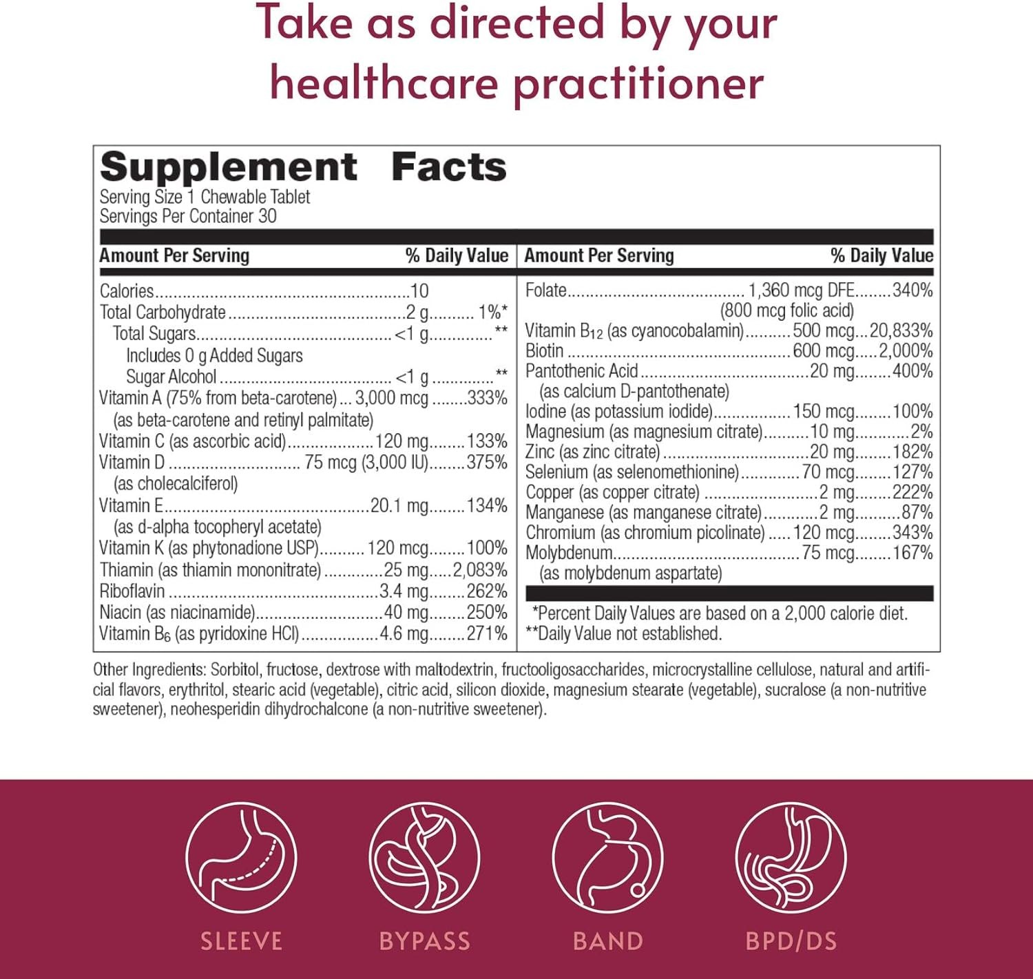 Bariatric Advantage Chewable Ultra Solo Without Iron-Once-Per-Day Daily Multivit
