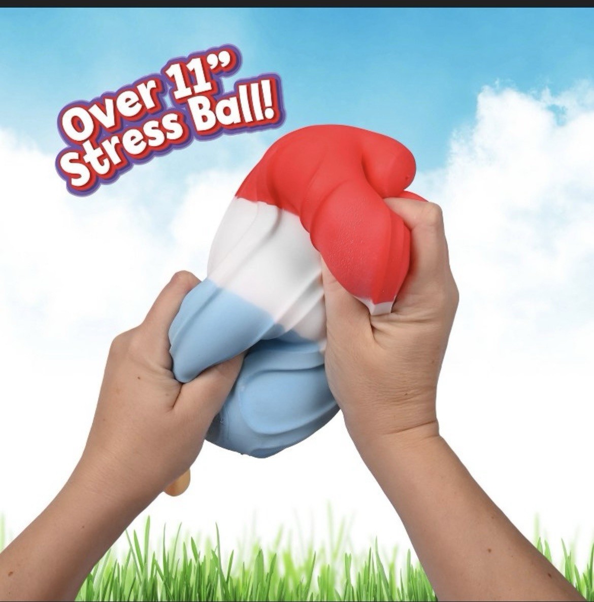 Sunny Days Jumbo Popsicle Squeeze Stress Squish Ball, 11in Red/White/Blue