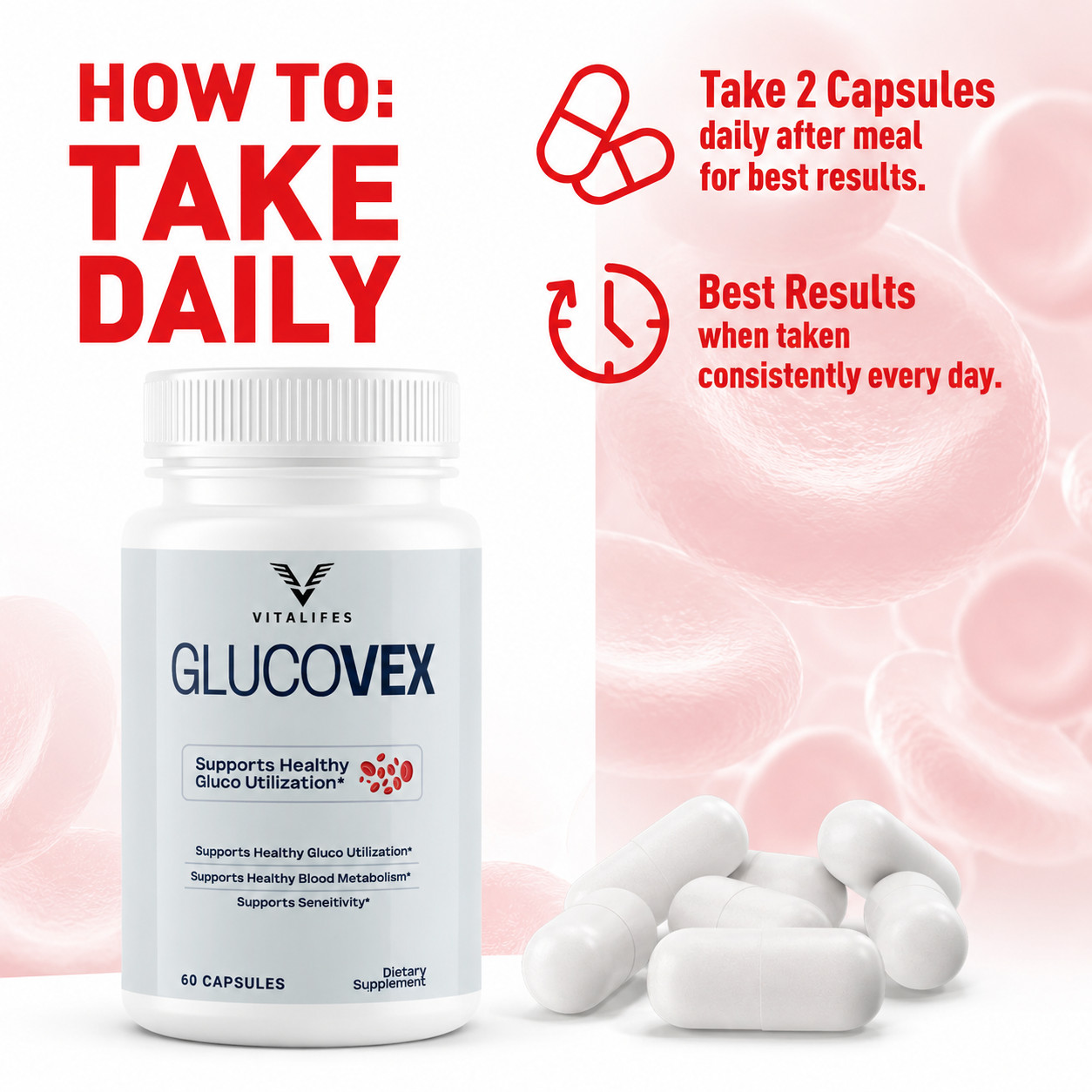 (5 Pack) Glucovex Advanced Blood Support Max Supplement Gluco Vex 300 Capsule