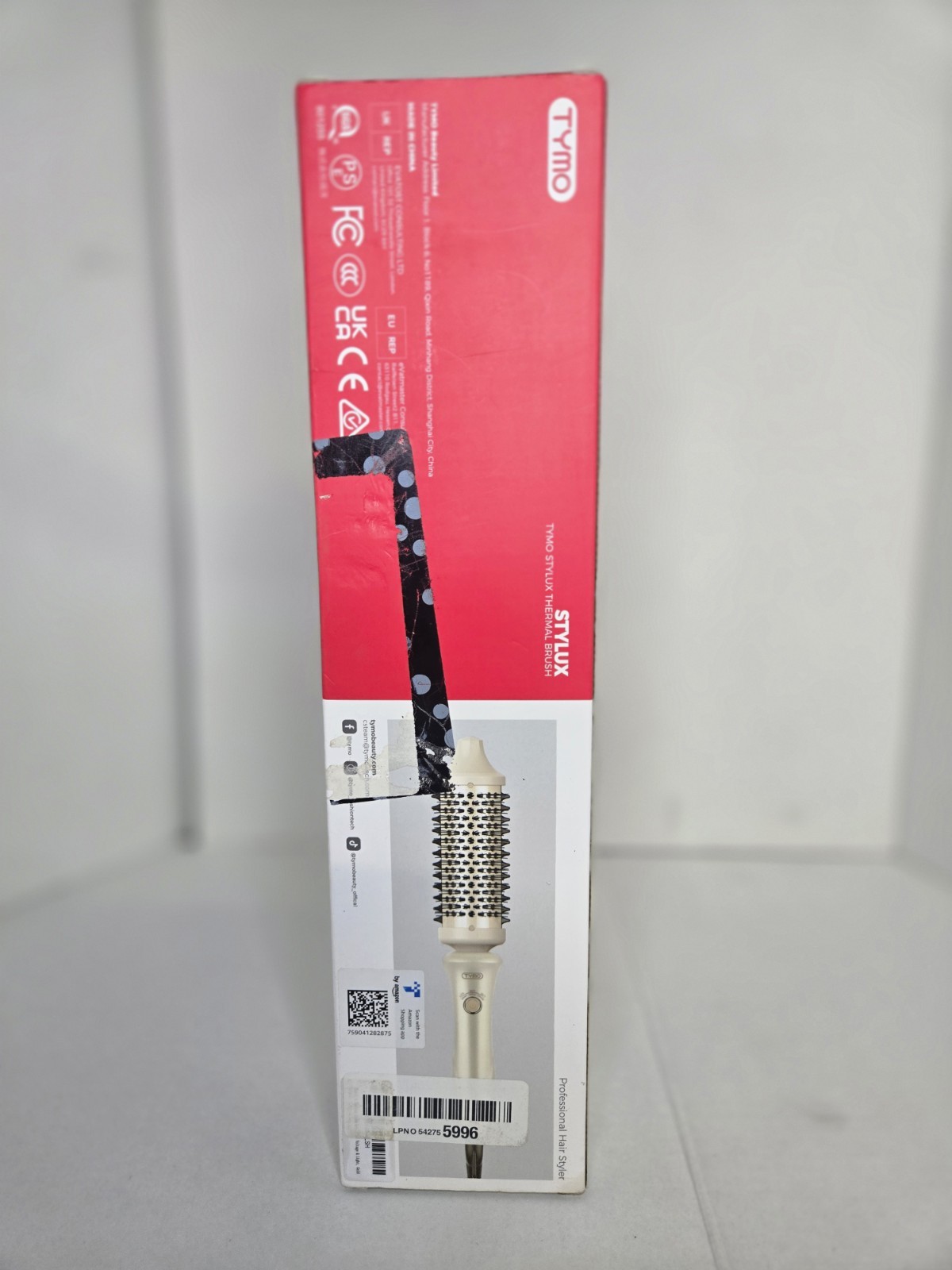 TYMO Stylux Curling Brush 1.7in Ceramic, 3 Heat, 395°F 1000W Beige