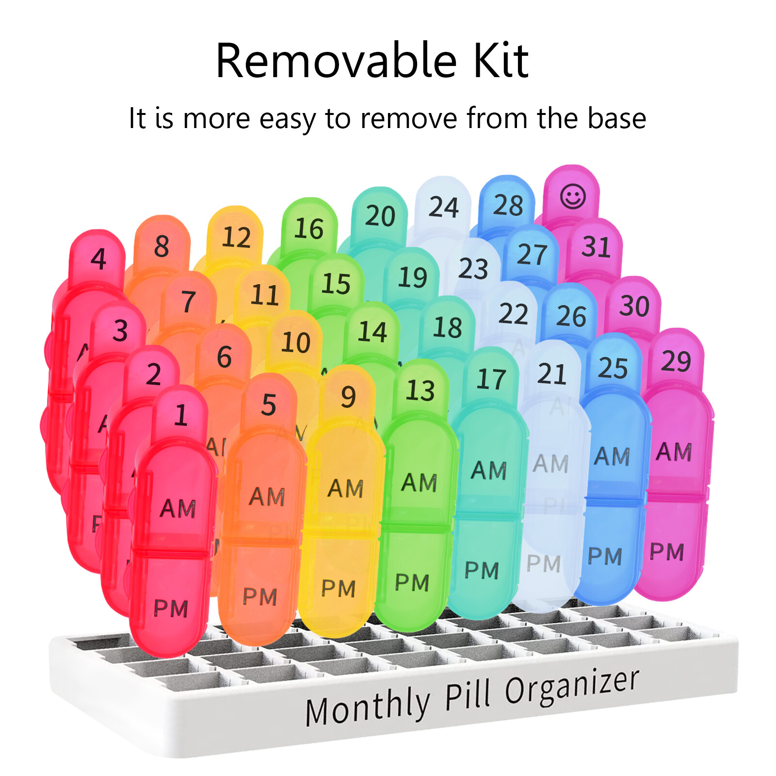 Monthly Pill Organizer Pill Case Pill Box Vitamin Container 2 Times a Day AM PM