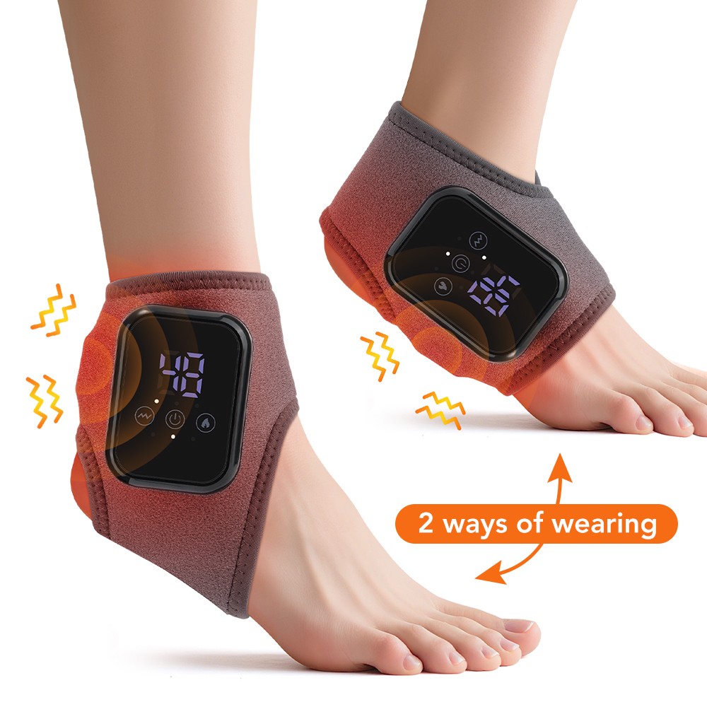Cordless Foot and Ankle Massager Brace for Pain Relief Heating Vibration Therapy