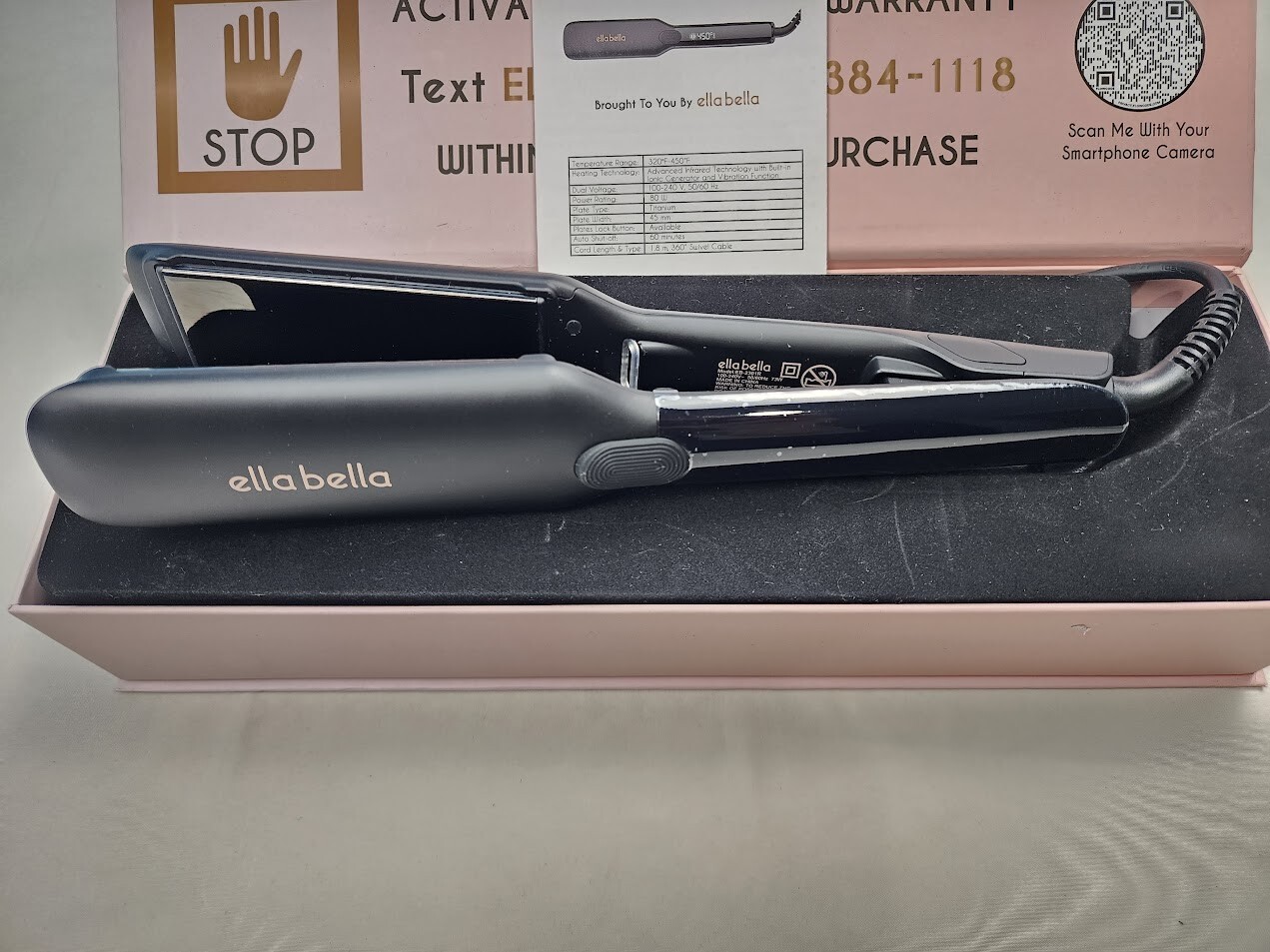ELLA BELLA Titanium Ionic Hair Straightener Flat Iron – Open Box – Select Color