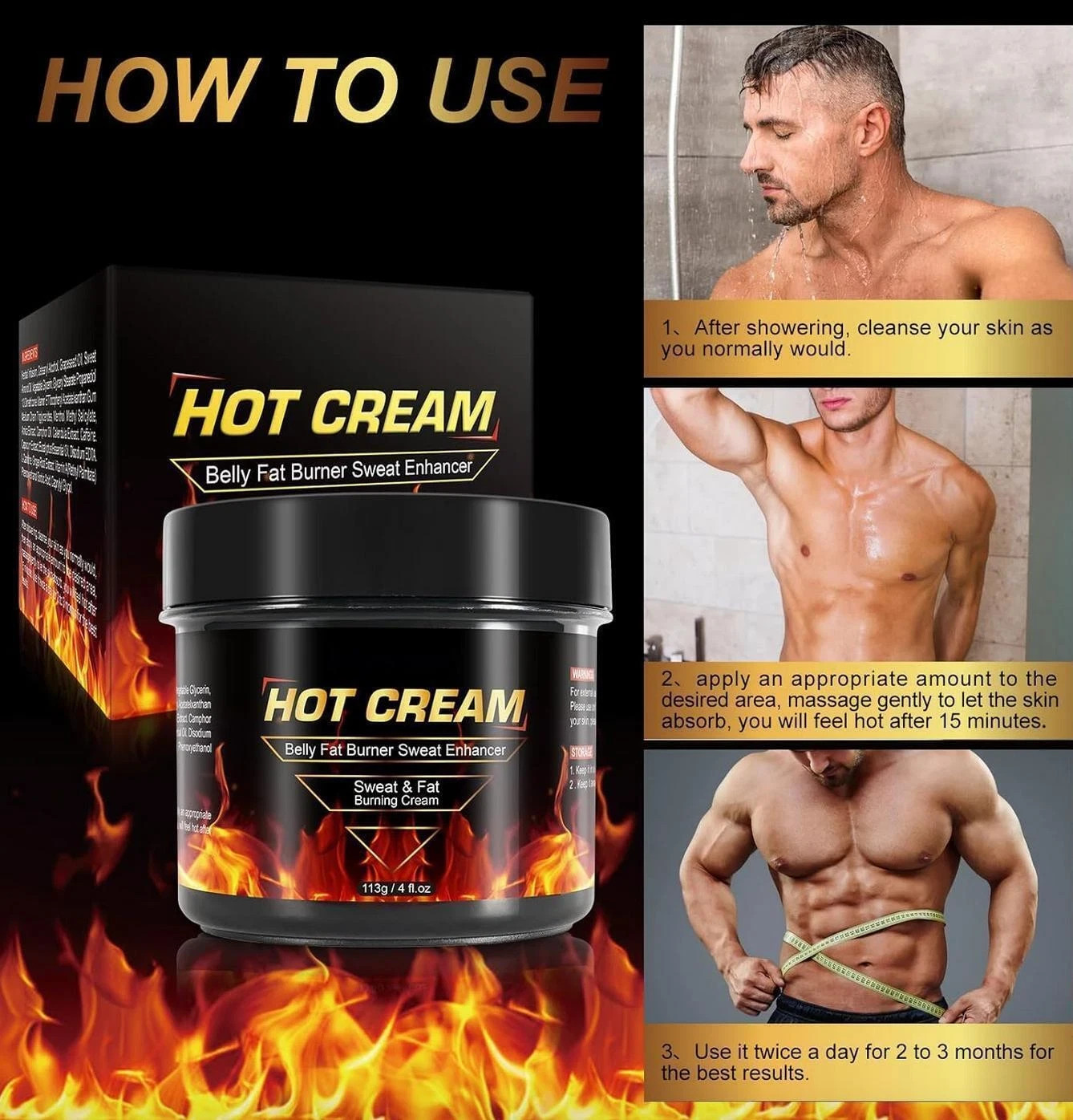 Hot Sweat Cream, Natural Sweat Cream for Belly Fat Burner for Women, Fat Burning