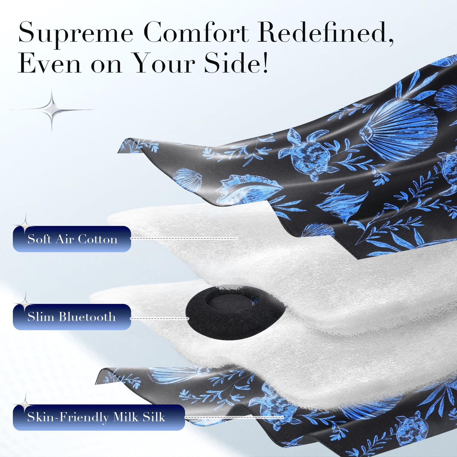 Lc-Dolida Sleep Mask Bluetooth Headphones Extra Large Silk Eye Mask For