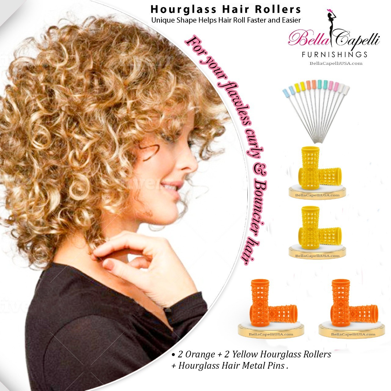 Hourglass All Hair Types Unisex Rollers– Orange 22mm/0.87in – Pack of 12