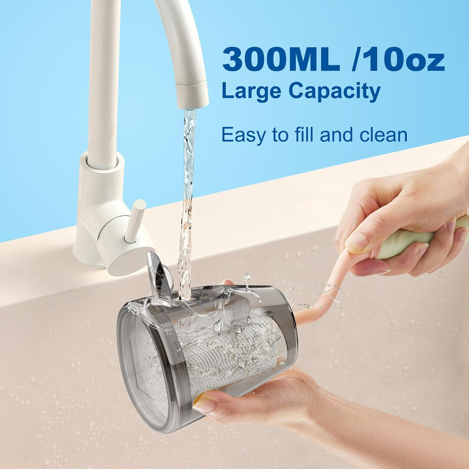 Wellleo Water Flossers for Teeth, 300ML Cordless Oral Irrigator Rechargeable Den
