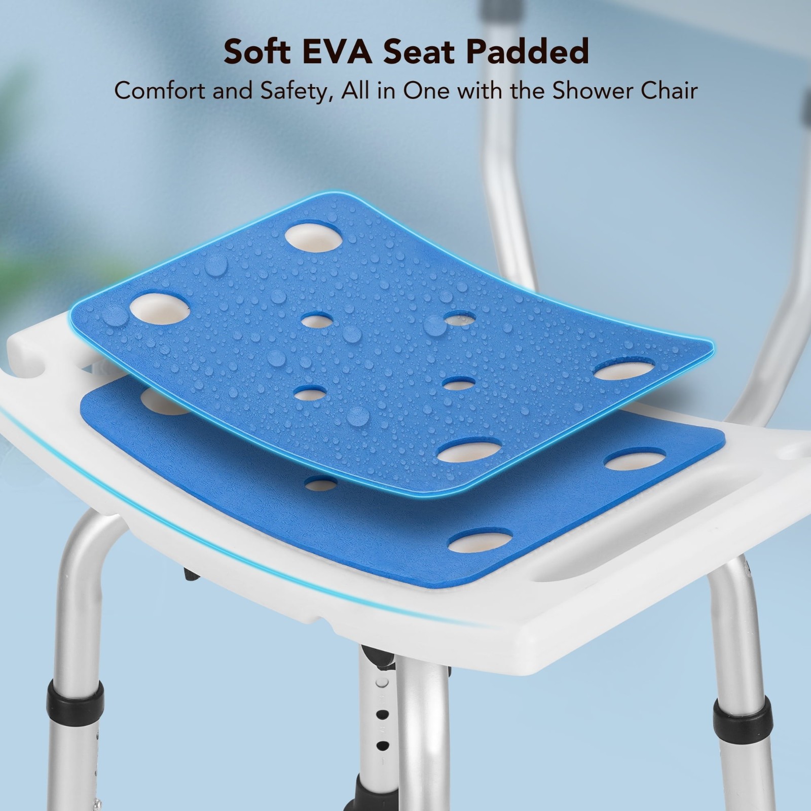 Naipo Adjustable Shower Chair w/ Backrest EVA Padded Bath Bench FREESHIP