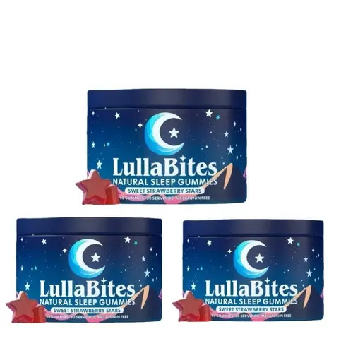 NEW LullaBites Natural Sleep Gummies Strawberry Stars Flavor 60 Gummies
