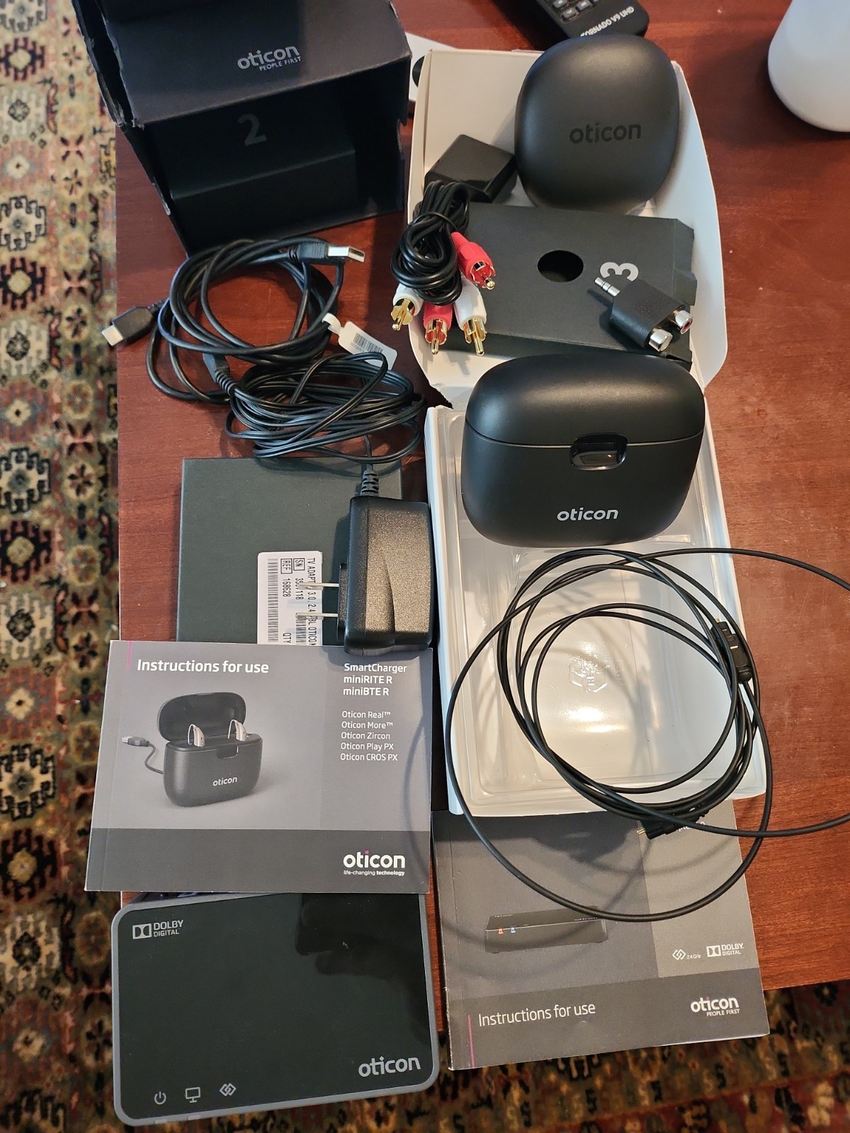 Oticon Charger Minirite Charger TV Adapter Cables Case Chargers..No Hearing Aids