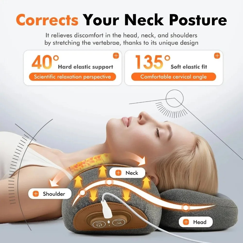3 in 1 Electric Neck Massager Pillow, Thera Pillow Traction Massager with Heat