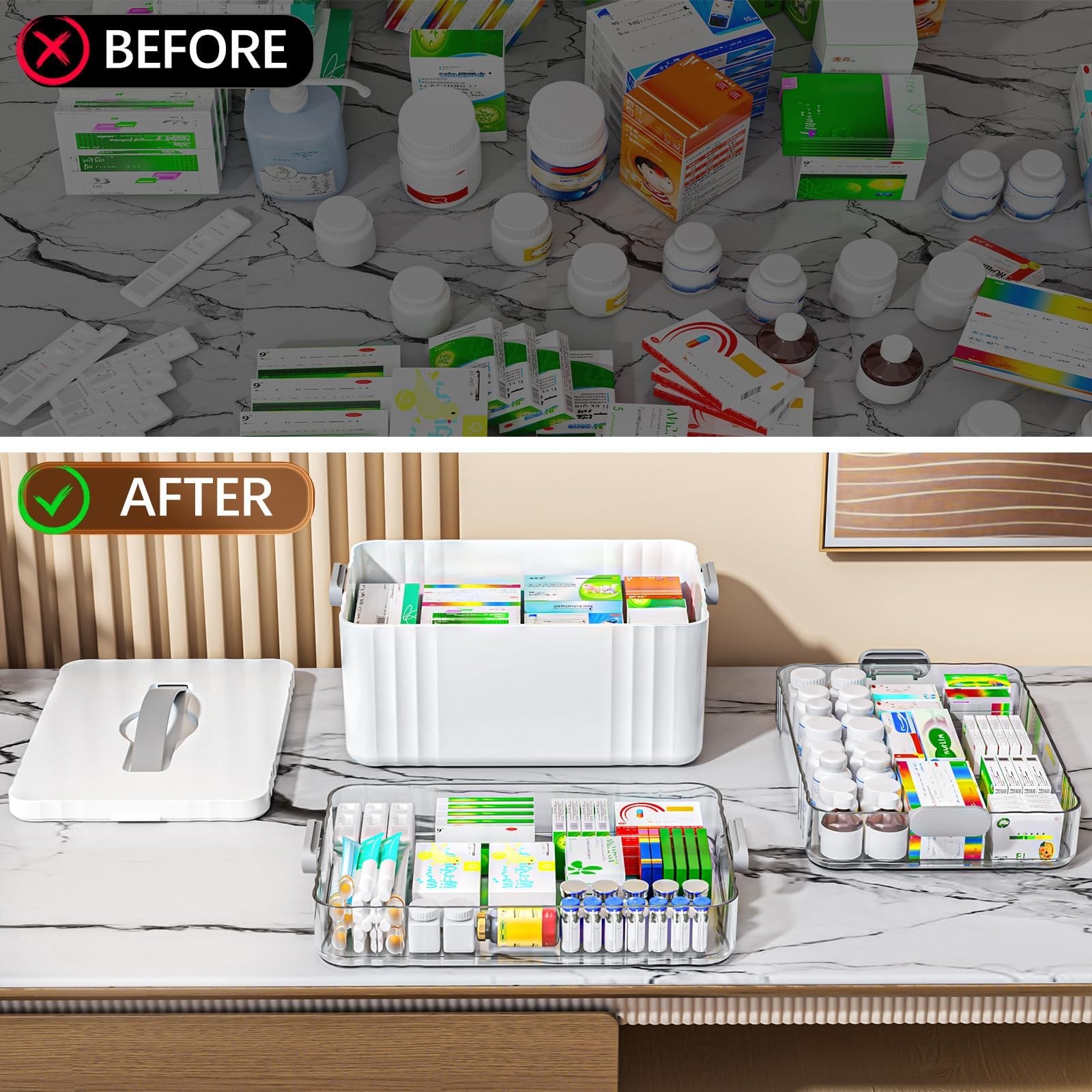 3-Tier Portable Medicine Organizer – Multi-Purpose Pill Box & First Aid Kit
