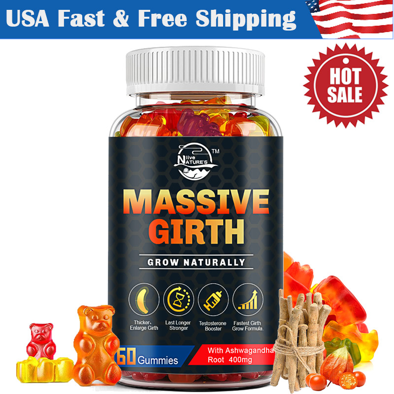 #1 BEST-MALE ENLARGER THICKER LONGER BIGGER 3″ GROWTH ENLARGEMENT 60 GUMMIES