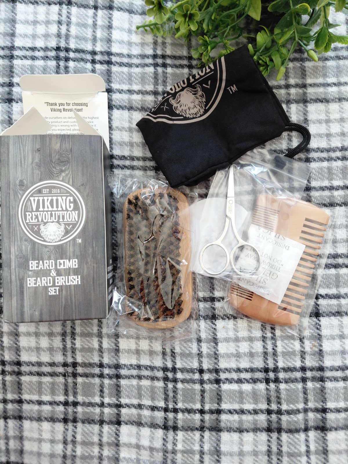 Viking Revolution Beard Comb & Brush Set Wood, Brown/Black 6in Rectangular