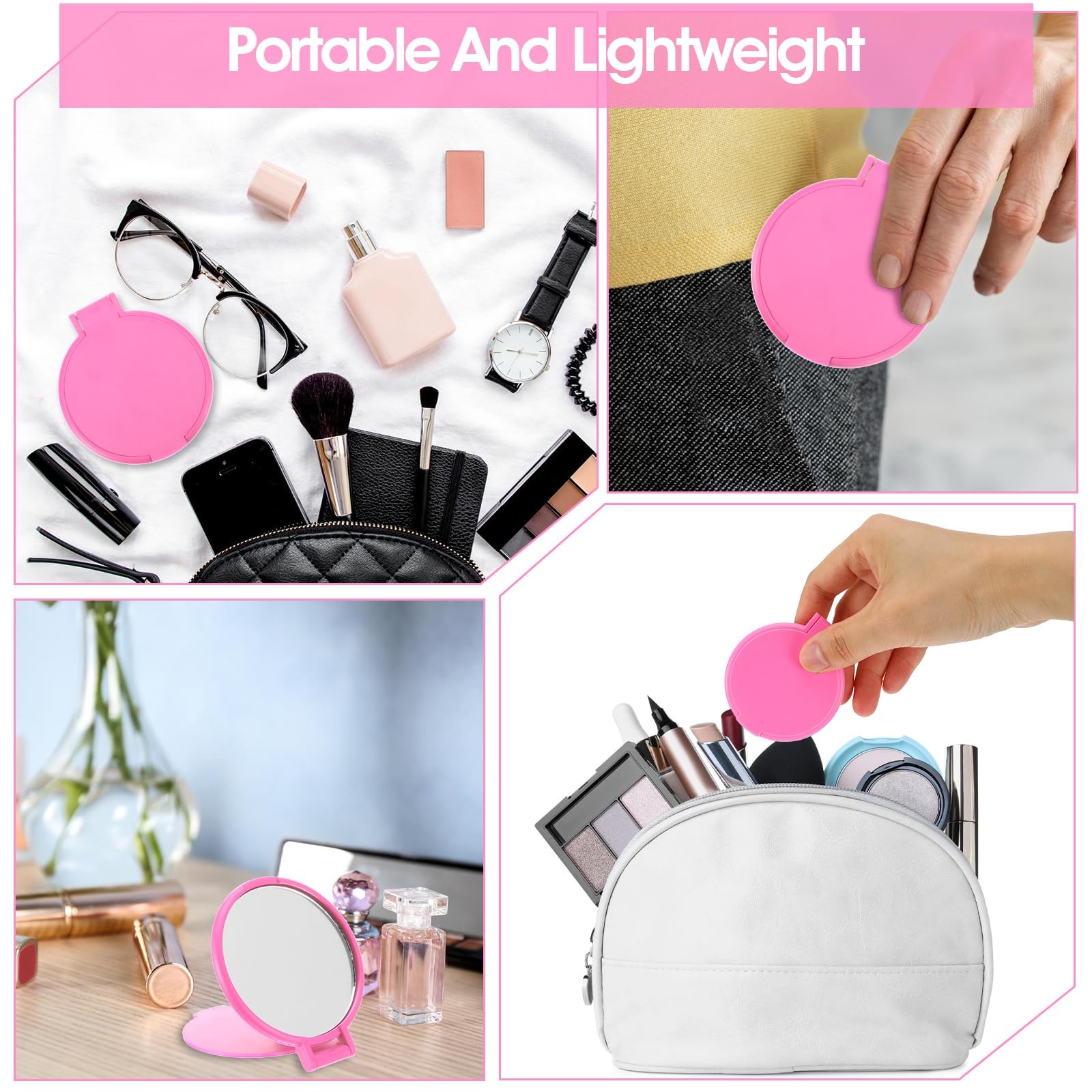 50 Pcs Mini Folding Mirror 2.4 in Small Portable Travel Makeup Mirror 10 Colo…