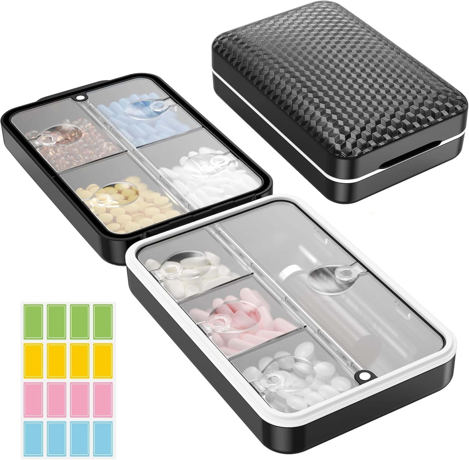 Weekly Pill Organizer 8 Compartment, [Triple Seal Magnetic Lock] Travel Pill …