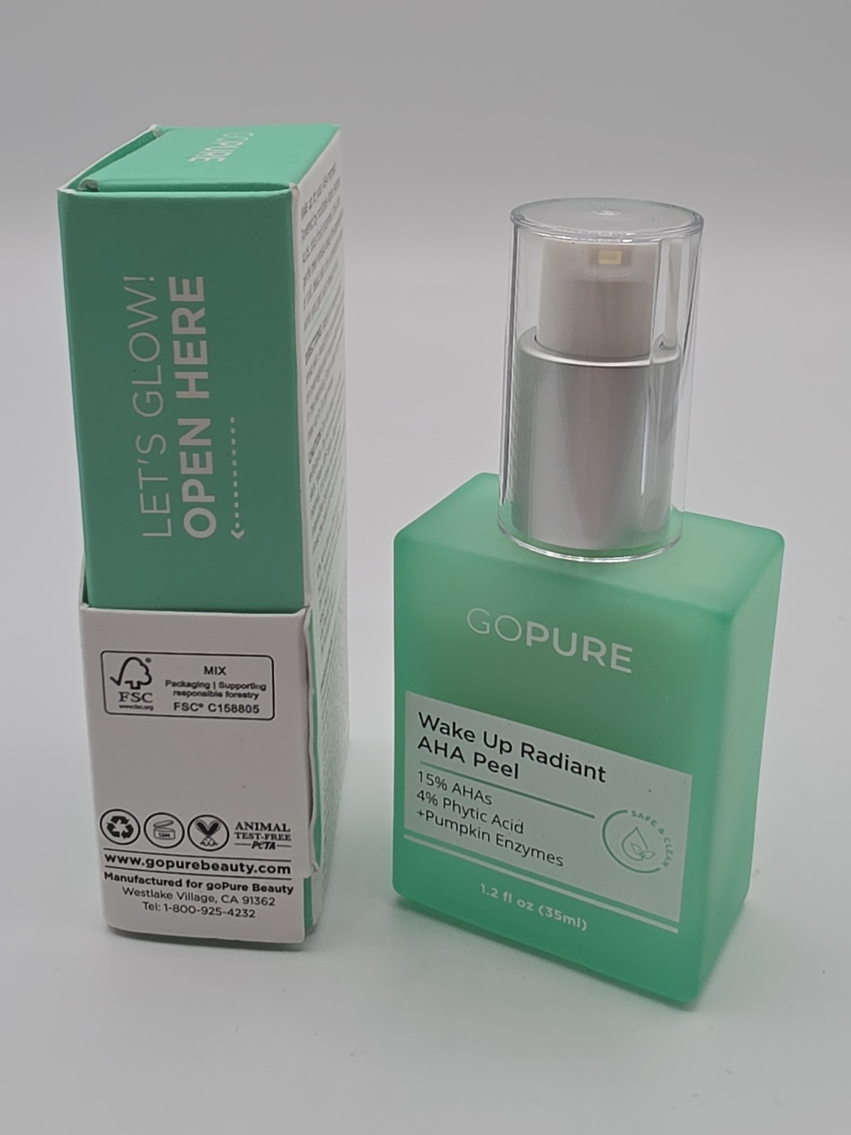 NEW Go Pure Wake Up Radiant AHA Peel 1.2 Oz Full Size Exp. 8/2026