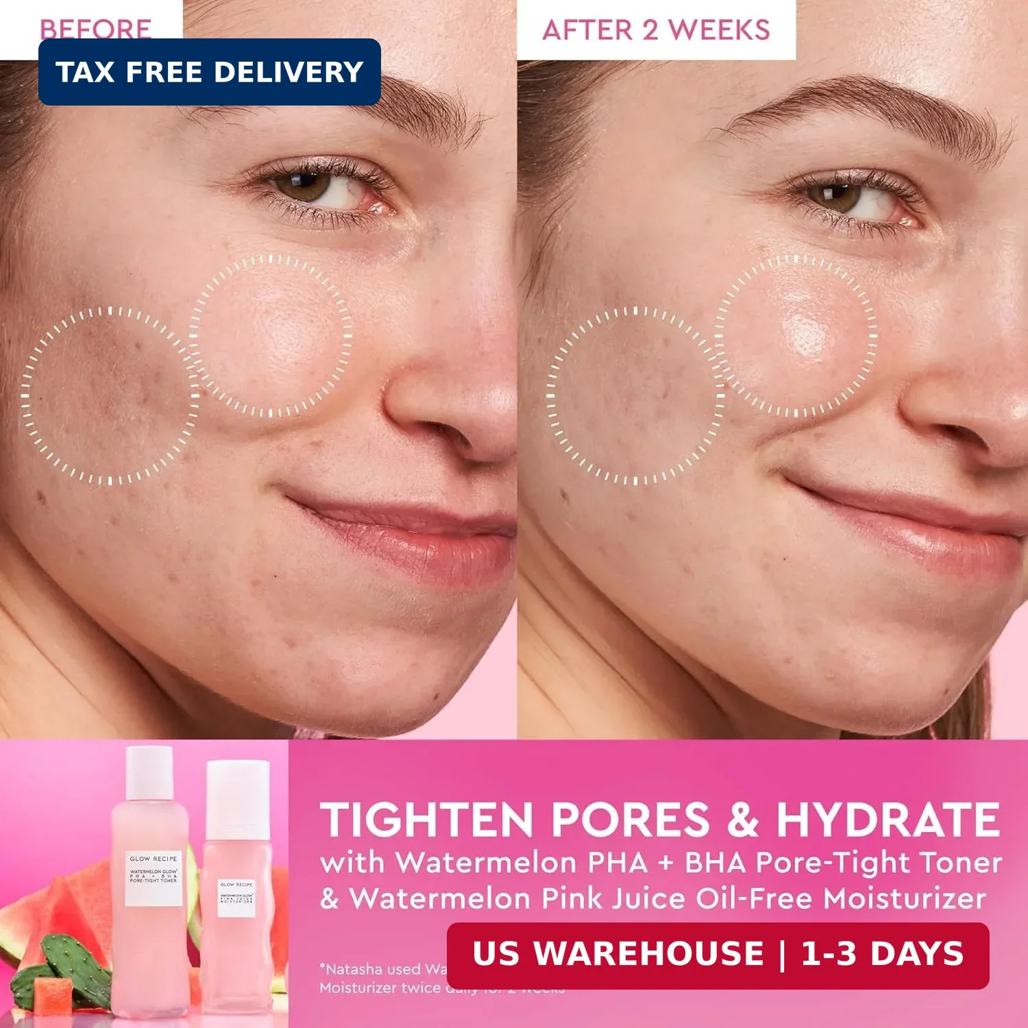 Glow Recipe PHA + BHA Face Toner, Korean Exfoliating Toner for Pores, Gentle Che