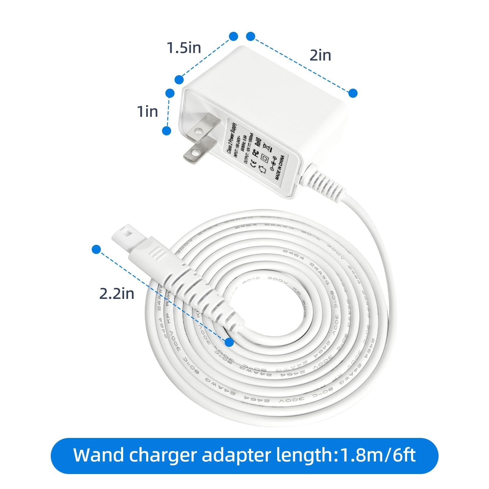Rechargeable Cordless Massager Charger Adapter – DC10V 1A Power Supply for HV-27