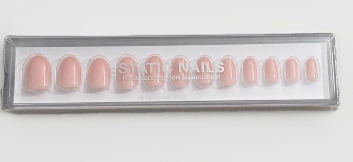 Static Nails Reusable Nude Glaze Round Press-On Nails Waterproof Shiny