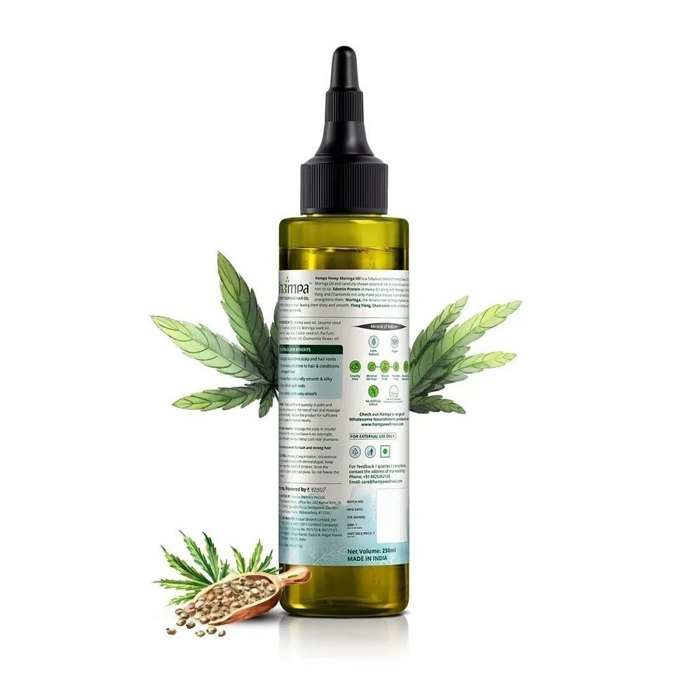 Hampa Hemp Moringa Hair Oil For Hydrates Hair 100ml