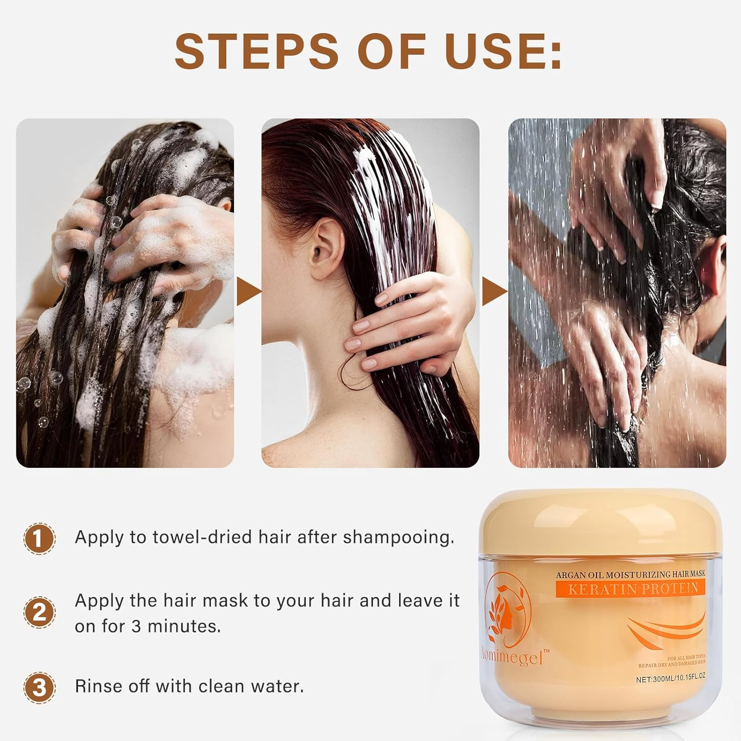 Collagen Hair Mask & Argan Oil Set, Hair Treatment for Dry Damaged Hair, Deep Co