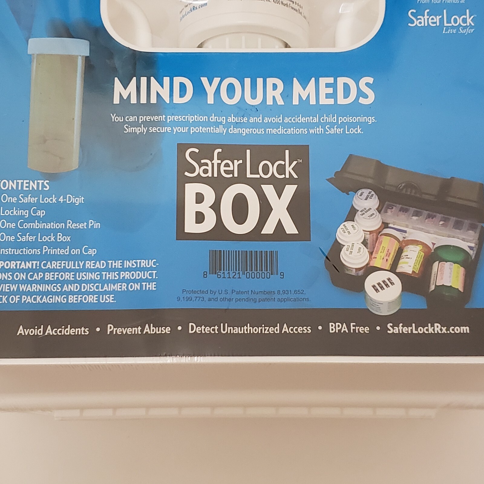 Safer Lock Box Keep Your Medicine Safe 4 Digit Combination Lock Cap *SEALED*