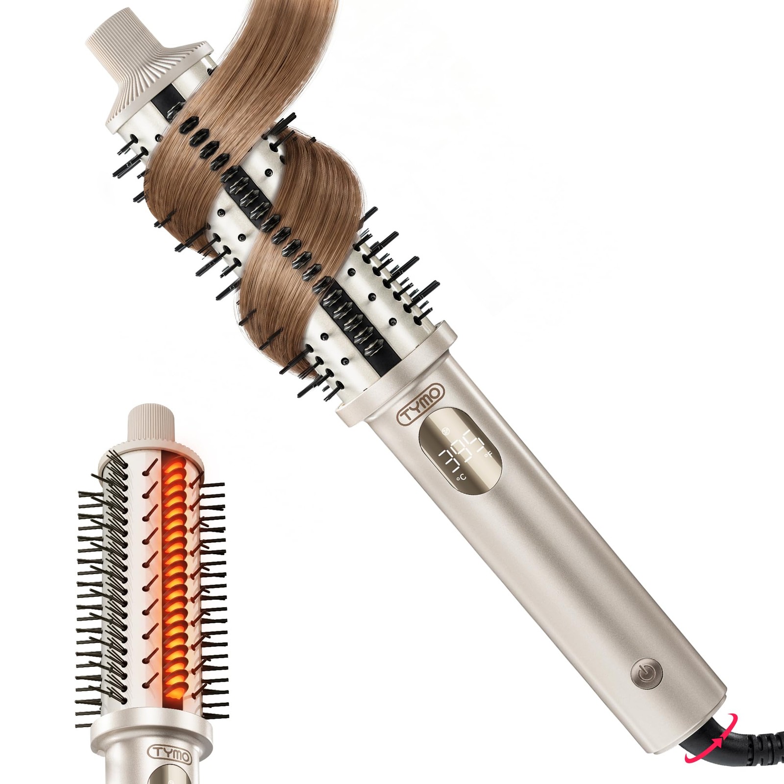 Thermal Brush Curling Brush 1.5 Inch Heated Round Volumizer 800M Negative Ion
