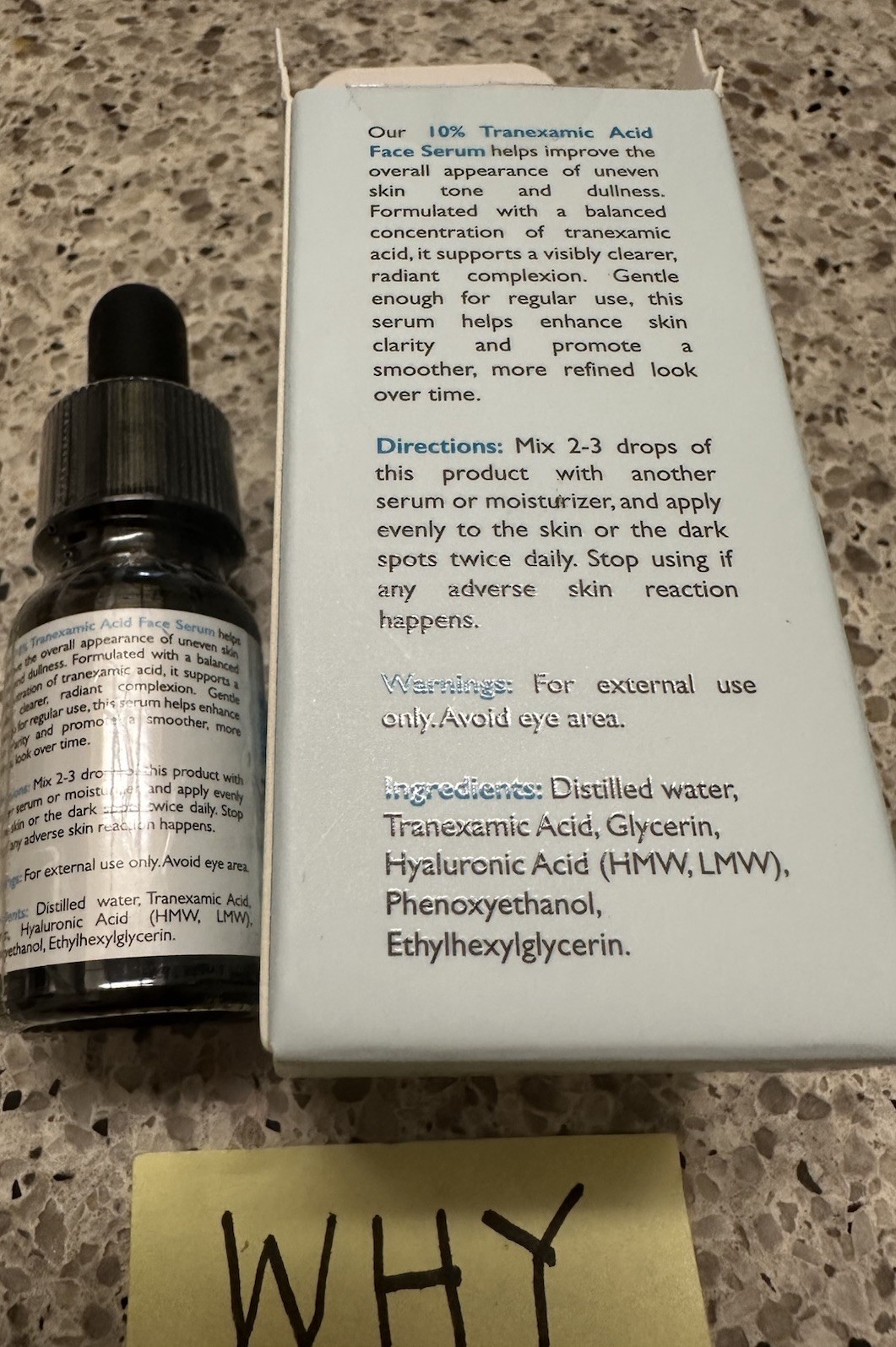 Omic Skincare 10% Tranexamic Acid Face Serum .33oz/10mL EXP 11/2030 TRAVEL SZ