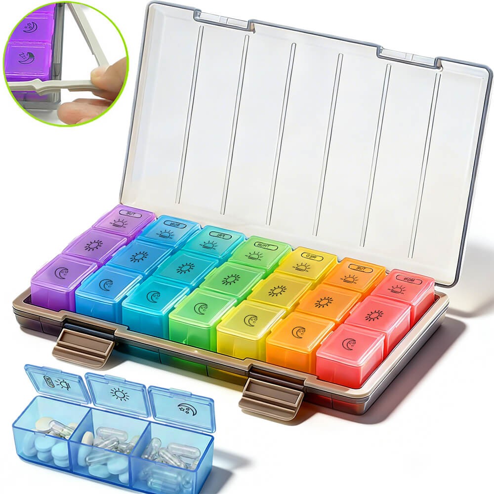 7 Day Pill Organiser Moisture-Proof Dust-Proof Large Weekly Pill Box for Fish US