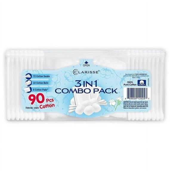 Clarisse Cotton Swabs, Balls and Pads 3 in 1, 90.0 ea(2 Pack)