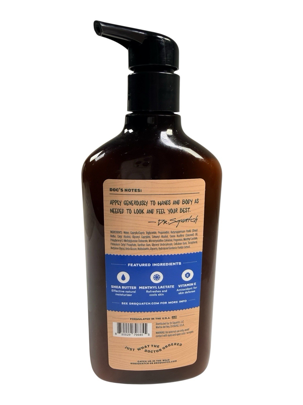 DR. SQUATCH Men’s Moisturizing Lotion Shea Butter Vitamin E Fresh Falls 10 fl oz