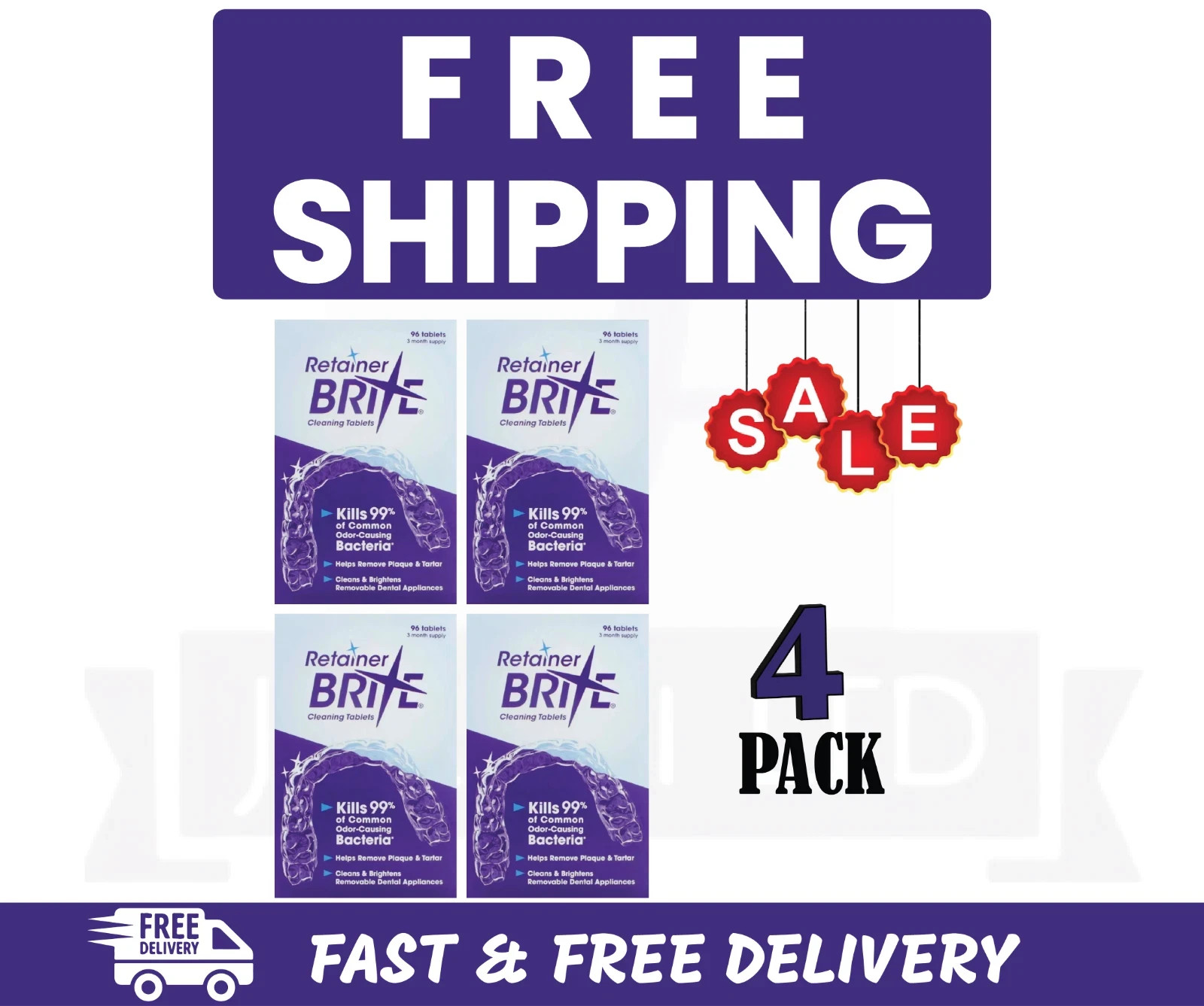 Retainer Brite Box Tablets 384ct-Pack Of 4 Free Shipping