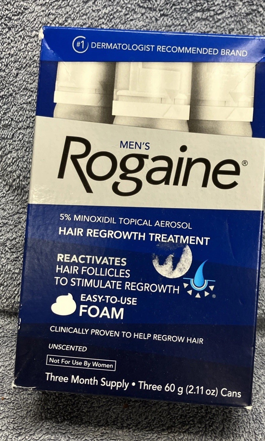 Men’s ROGAINE 5% Minoxidil Unscented Foam 3 cans 3 month supply EXP 09 / 2024
