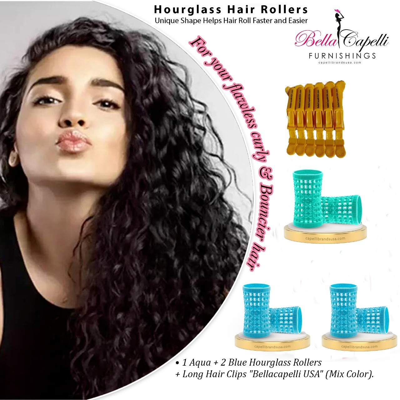 Hourglass All Hair Types Unisex Rollers– Orange 22mm/0.87in – Pack of 12