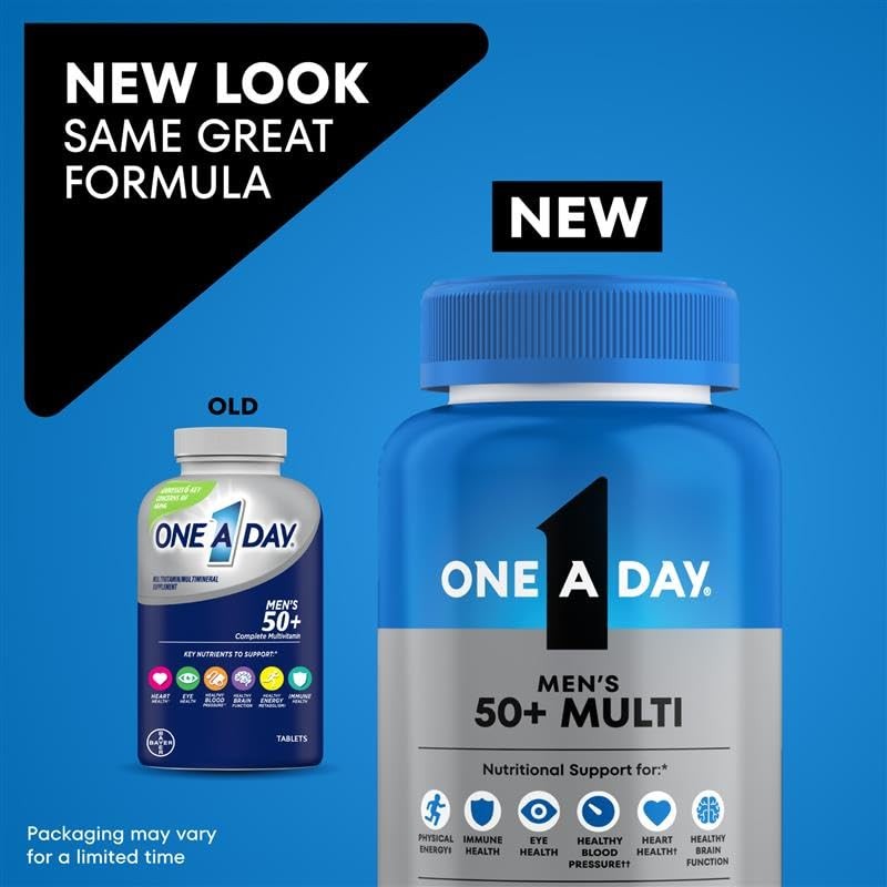 One A Day Men’s 50+ Healthy Advantage 200 Count (Pack of 1), Mint Blue