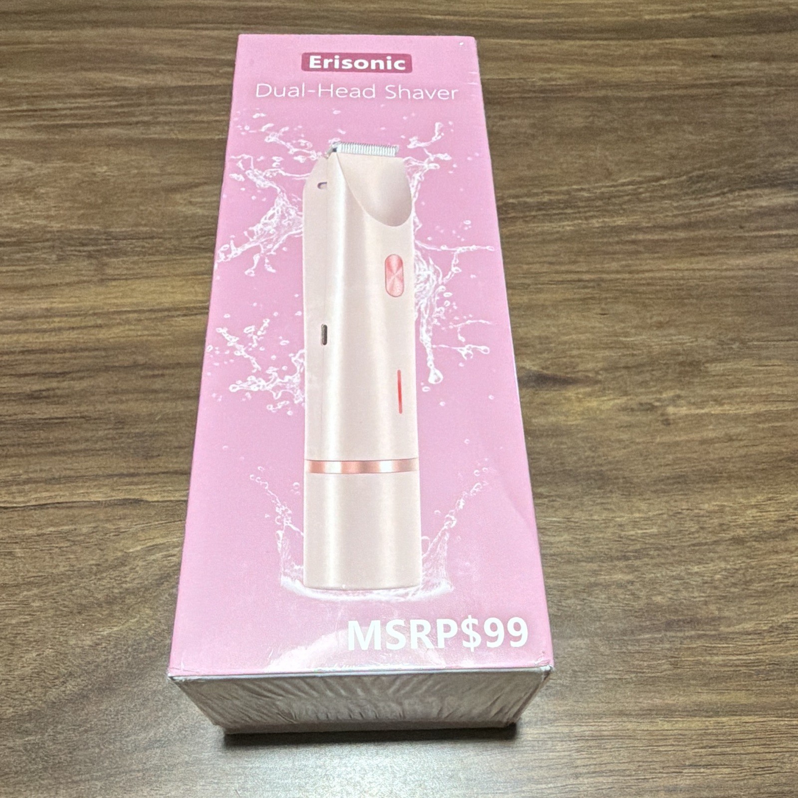 Erisonic Dual-Head Shaver for Women, Pink, Rechargeable USB, Wet/Dry Waterproof