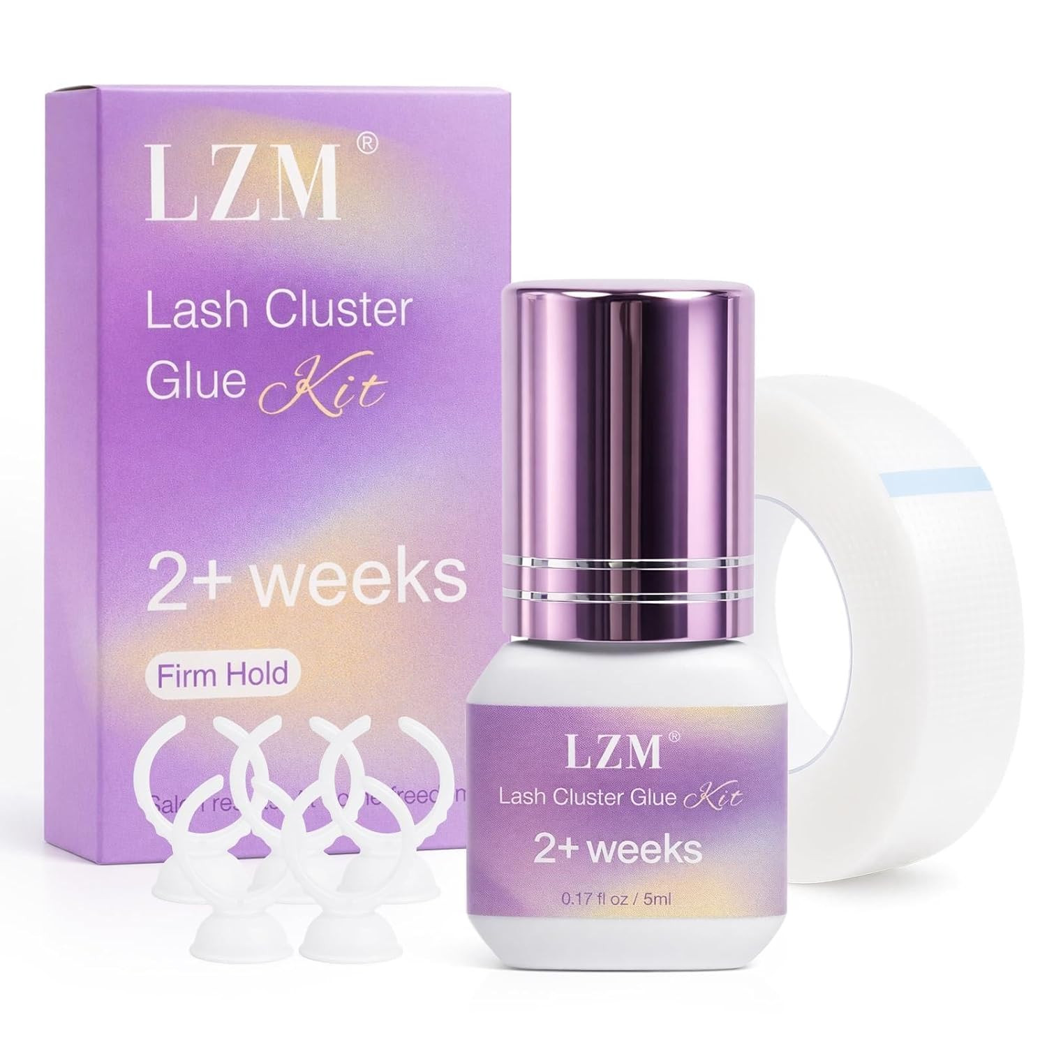 LZM Long Lasting Eyelash Cluster Glue Waterproof Strong Hold 2 Weeks Latex Free