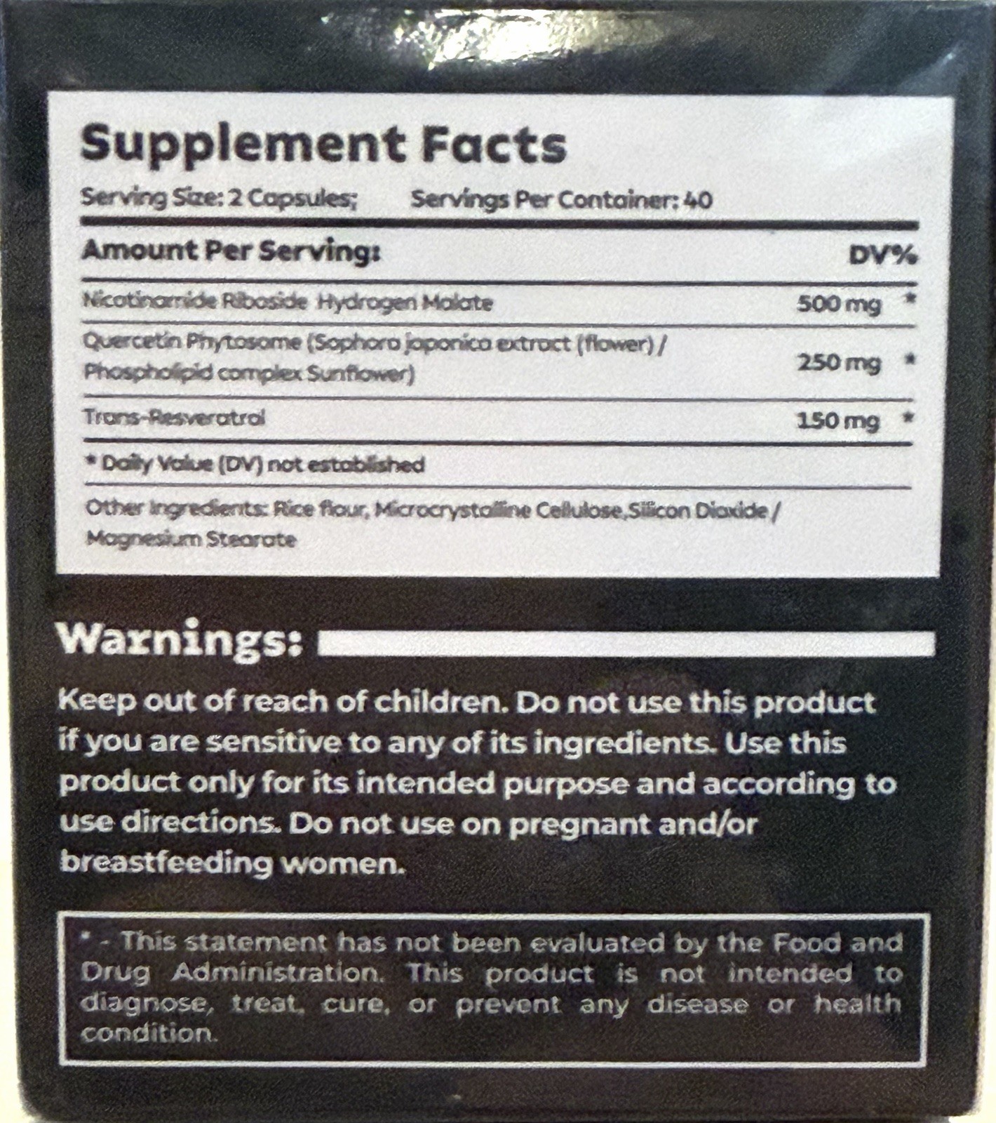 4 Pack NAD+ Nicotinamide Riboside + Resveratrol, 900mg, 80 Capsules. Exp 01/2027